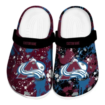 Colorado Avalanche Clogs - Custom Splatter Splash Burgundy Black