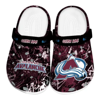 Colorado Avalanche Clogs - Customized Graffiti Burst Burgundy Black
