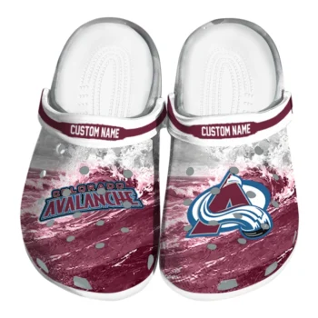 Colorado Avalanche Clogs - Customized Wave Swirl Burgundy White