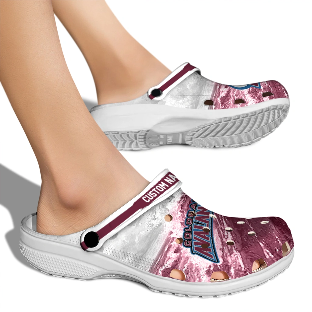 colorado-avalanche-clog-customized-wave-swirl-burgundy-white-fashion-forward.webp
