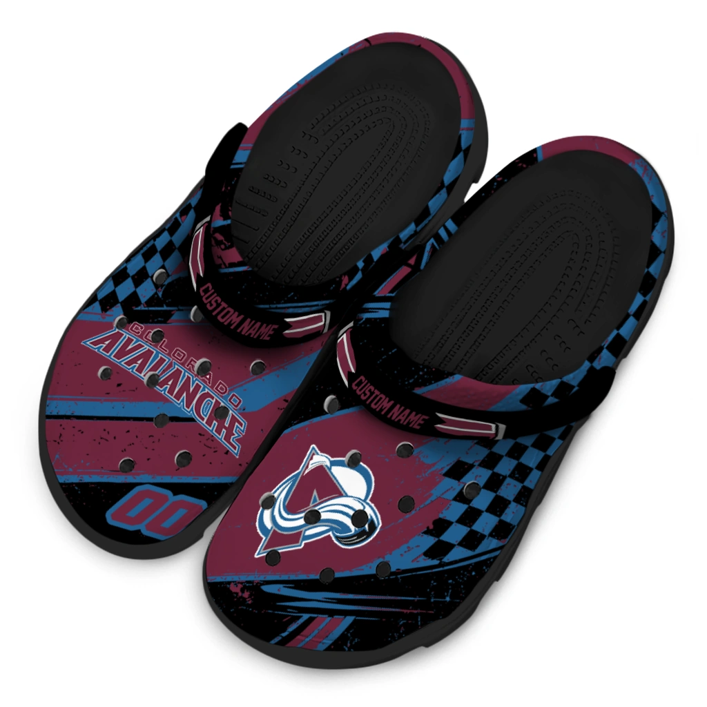 Colorado Avalanche Clogs - Personalized Circuit Geometry Burgundy Black 4