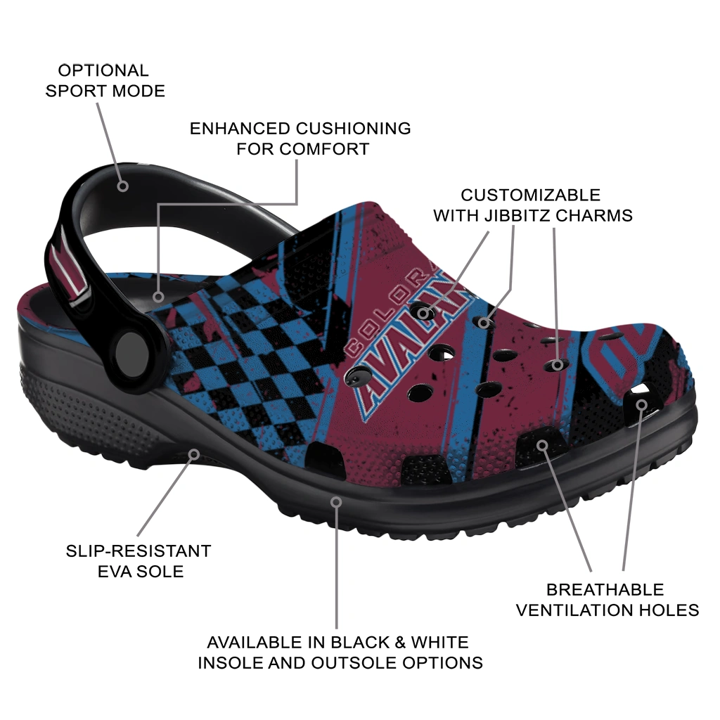 Colorado Avalanche Clogs - Personalized Circuit Geometry Burgundy Black 5