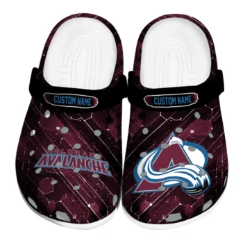 Colorado Avalanche Clogs - Personalized Circuit Geometry Burgundy Black