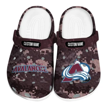 Colorado Avalanche Clogs - Personalized Digital Camo Burgundy