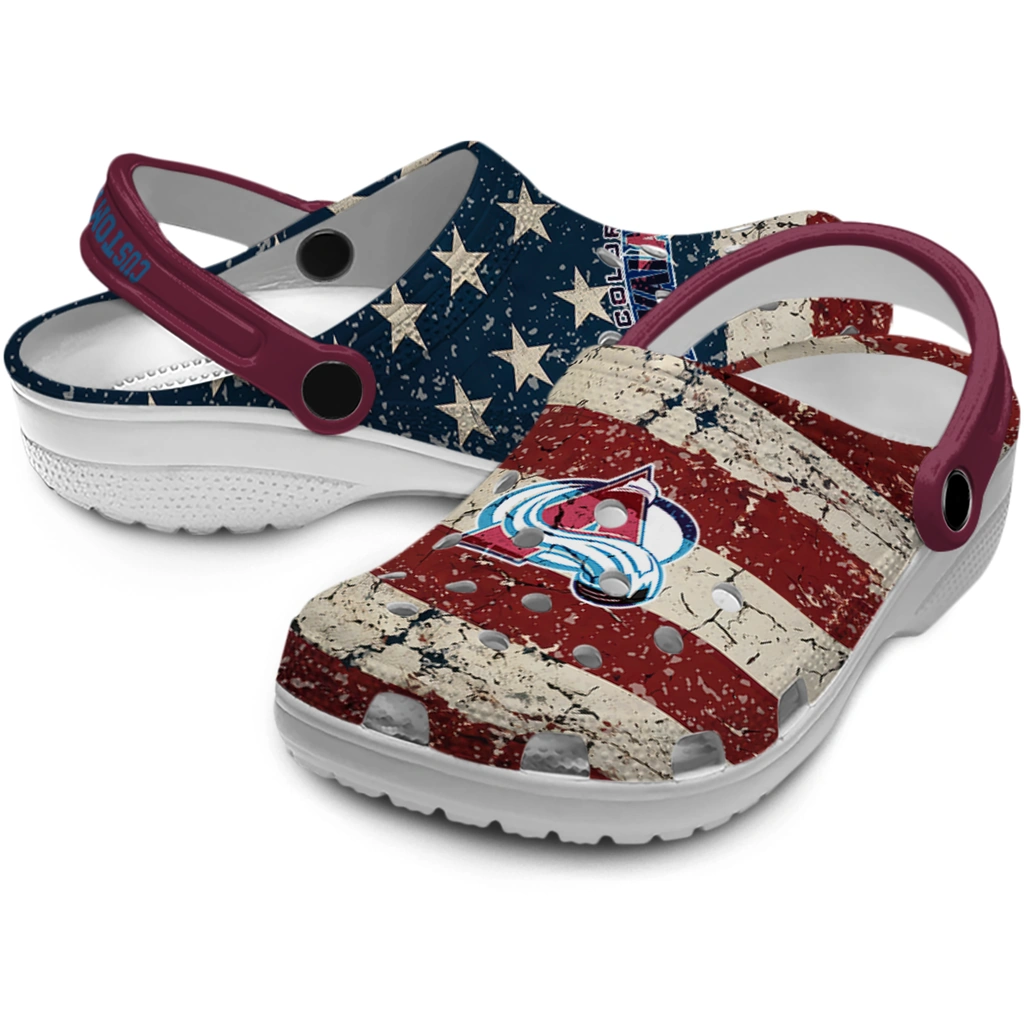 colorado-avalanche-clog-personalized-distressed-stripes-burgundy-red-blue-high-quality.webp