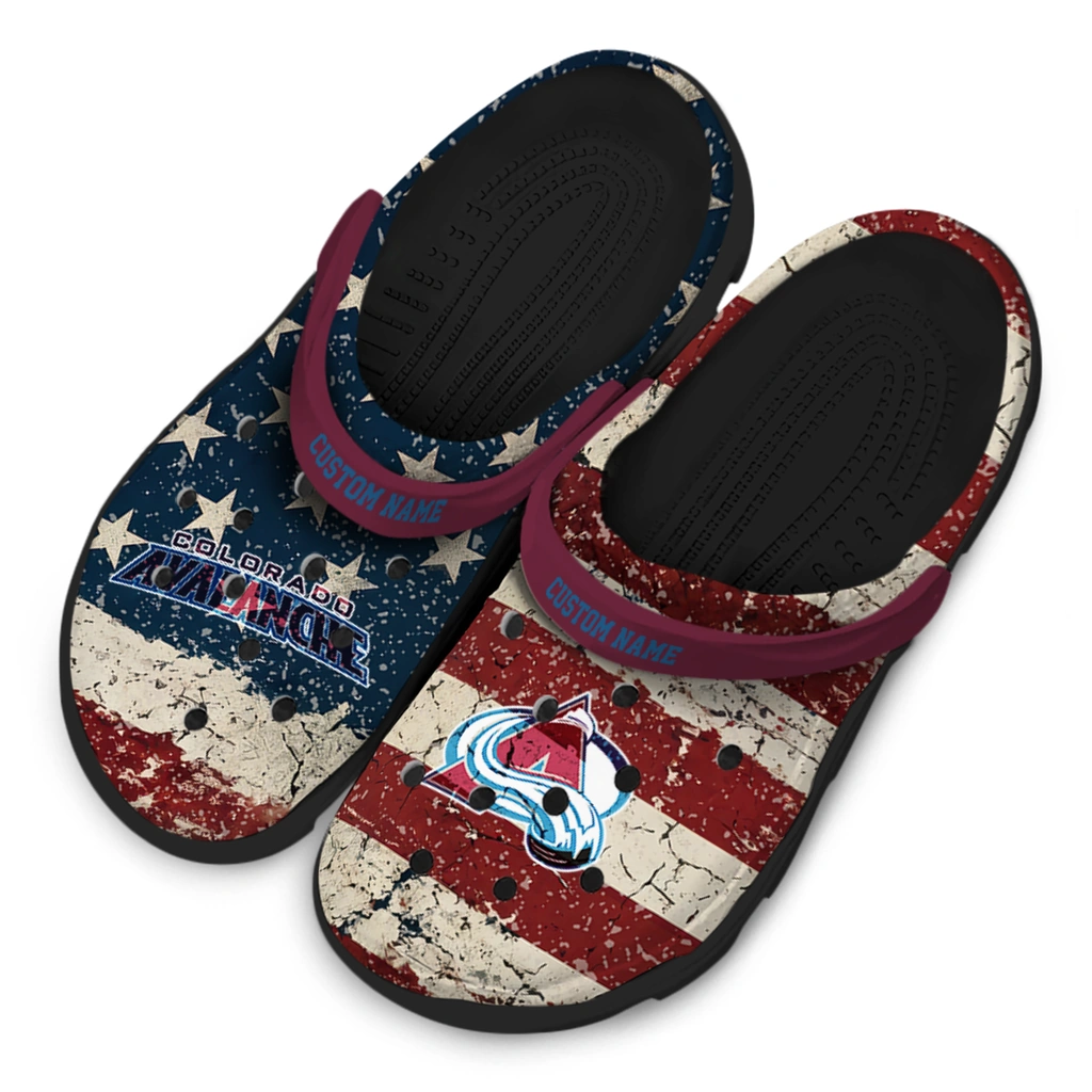 colorado-avalanche-clog-personalized-distressed-stripes-burgundy-red-blue-latest-model.webp
