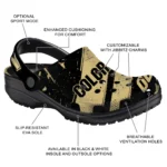 Colorado Buffaloes Clogs – Personalized Checkered Streaks Gold Black 1