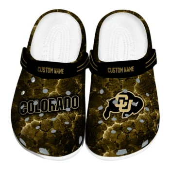 Colorado Buffaloes Clogs - Customized Cracked Energy Gold Black