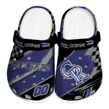 Colorado Rockies Clogs - Custom Checkered Streaks Blue Black