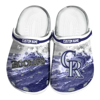 Colorado Rockies Clogs - Custom Wave Swirl Blue White