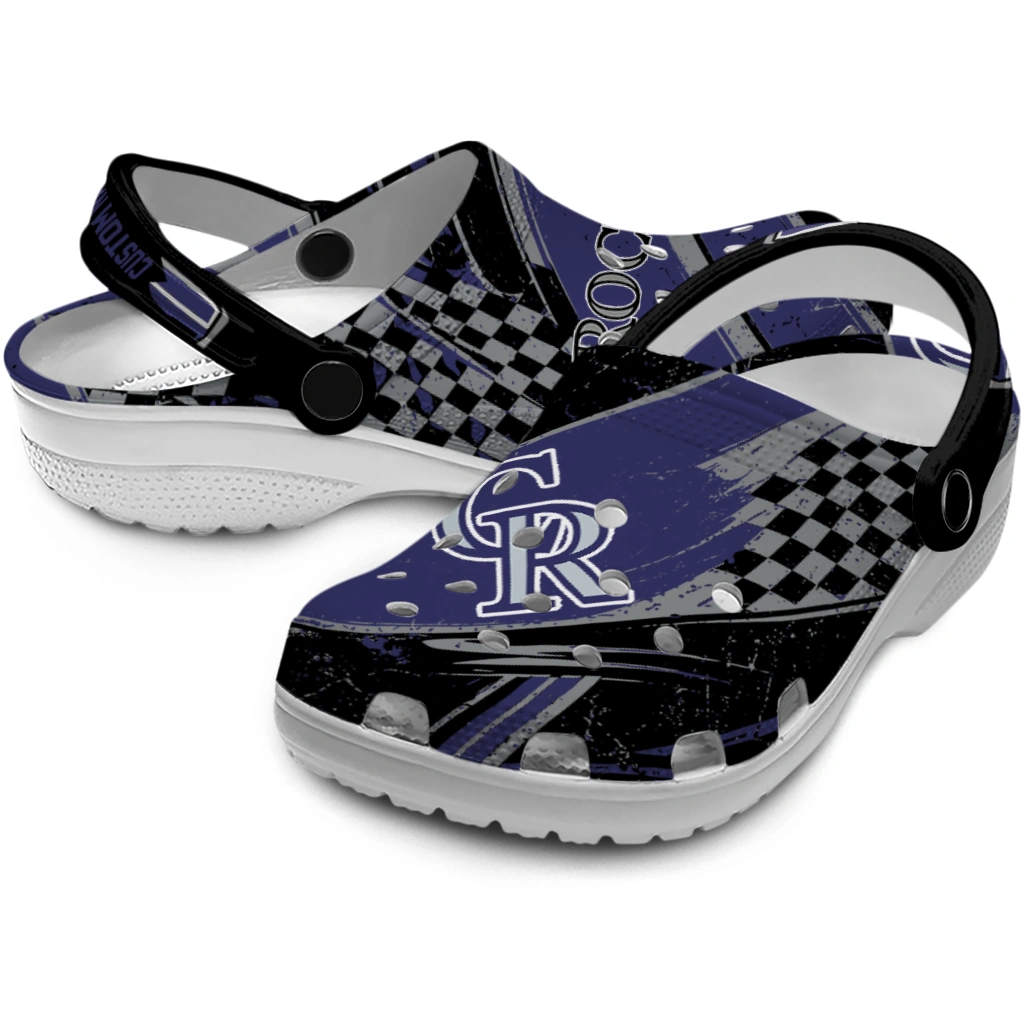 Colorado Rockies Clogs - Customized Circuit Geometry Blue Black 3