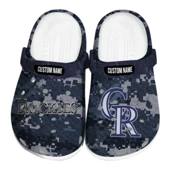 Colorado Rockies Clogs - Customized Digital Camo Blue