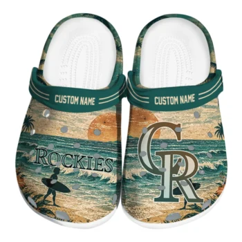 Colorado Rockies Clogs - Personalized Wave Scene Fir Green