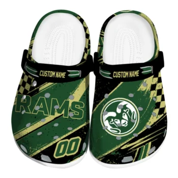 Colorado State Rams Clogs - Custom Checkered Streaks Green Black