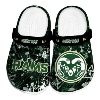Colorado State Rams Clogs - Custom Graffiti Burst Green Black
