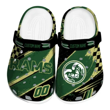 Colorado State Rams Clogs - Custom Checkered Streaks Green Black