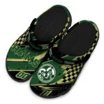 Colorado State Rams Clogs – Custom Checkered Streaks Green Black 1