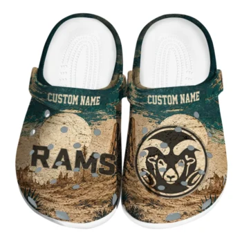 Colorado State Rams Clogs - Customized Cracked Landscape Fir Green Beige