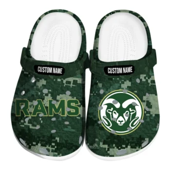 Colorado State Rams Clogs - Customized Digital Camo Green