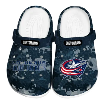 Columbus Blue Jackets Clogs - Custom Digital Camo Navy Blue