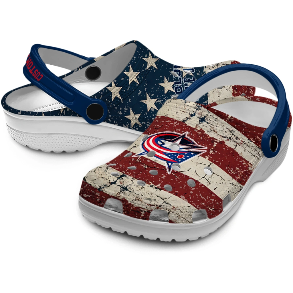 columbus-blue-jackets-clog-custom-distressed-stripes-navy-blue-red-blue-high-quality.webp