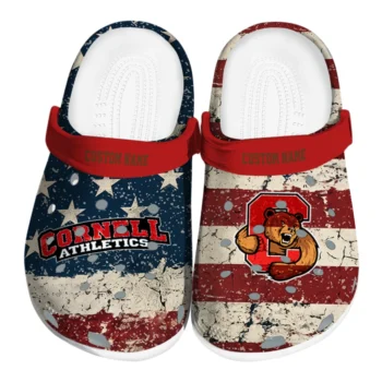 Cornell Big Red Clogs - Custom Distressed Stripes Red Blue