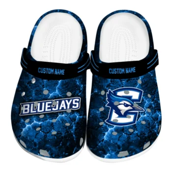Creighton Bluejays Clogs - Custom Cracked Energy Blue Black