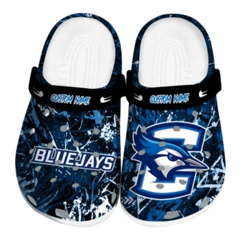 Creighton Bluejays Clogs - Customized Graffiti Burst Blue Black