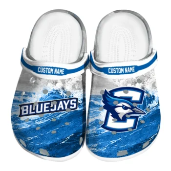 Creighton Bluejays Clogs - Customized Wave Swirl Blue White