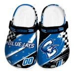 Creighton Bluejays Clogs – Customized Checkered Streaks Blue Black 1
