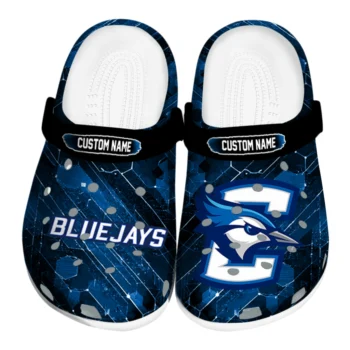 Creighton Bluejays Clogs - Personalized Circuit Geometry Blue Black