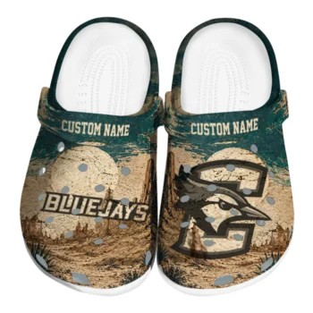 Creighton Bluejays Clogs - Personalized Cracked Landscape Fir Green Beige
