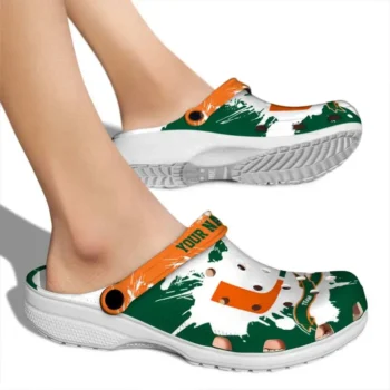 Custom Miami Hurricanes Clogs Splatter Pattern High Quality