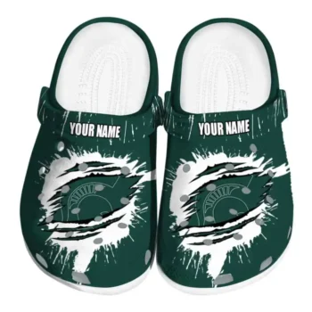 Custom Michigan State Spartans Clogs Splash Motif Background Best Selling
