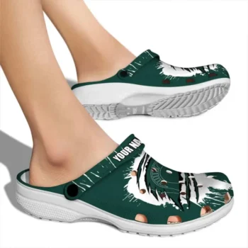 Custom Michigan State Spartans Clogs Splash Motif Background High Quality
