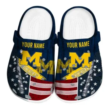 Custom Michigan Wolverines Clogs Star Spangled Side Pattern Best Selling
