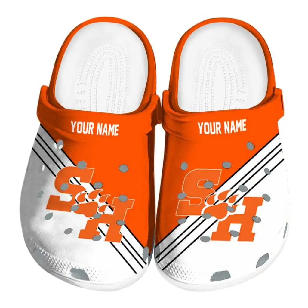 Custom Sam Houston Bearkats Clogs Striped Accents Best Selling Custom Sam Houston Bearkats Clogs Striped Accents Best Selling