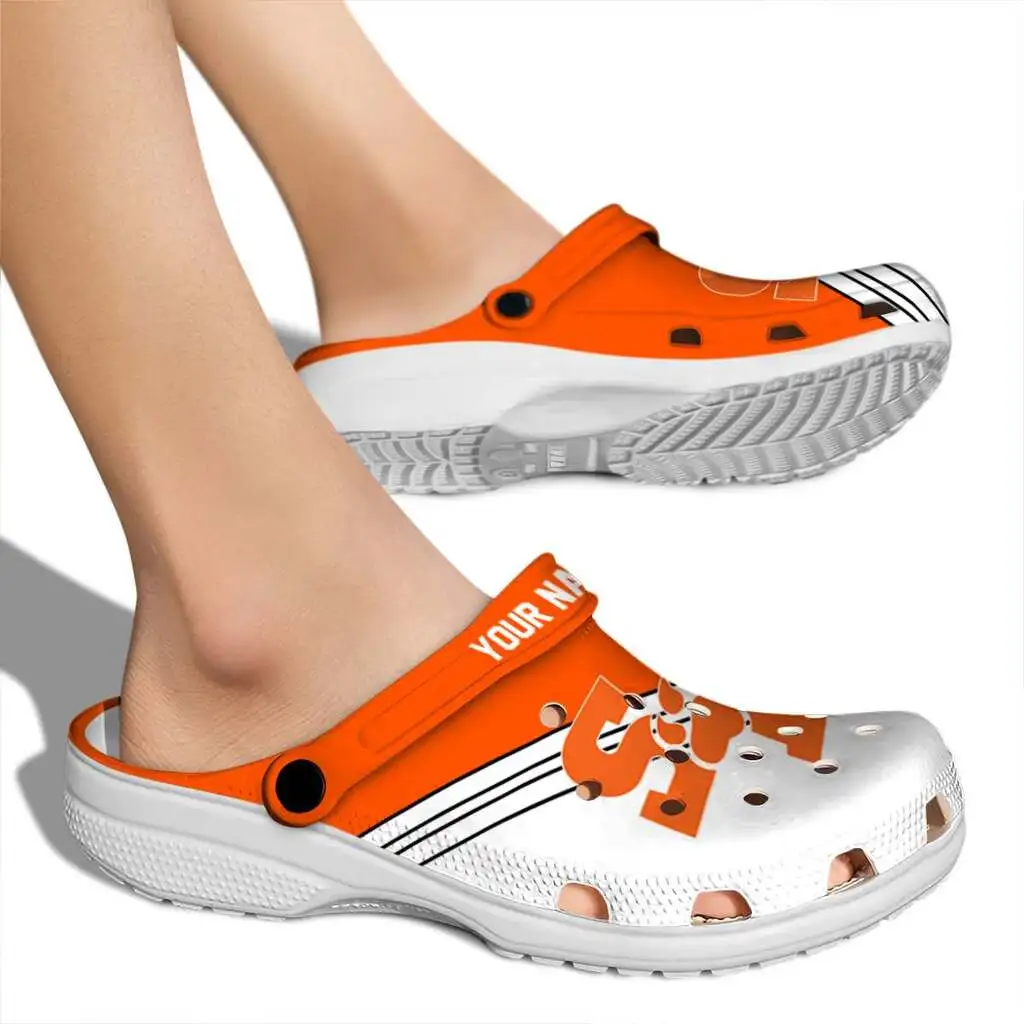 Custom Sam Houston Bearkats Clogs Striped Accents Fashion Forward Custom Sam Houston Bearkats Clogs Striped Accents Fashion Forward