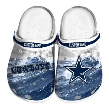 Dallas Cowboys Clogs - Custom Wave Swirl Blue White