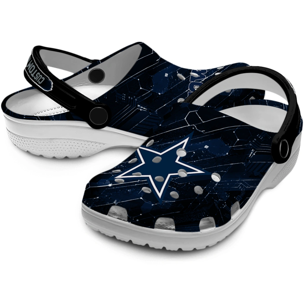 dallas-cowboys-clog-customized-circuit-geometry-blue-black-high-quality.webp