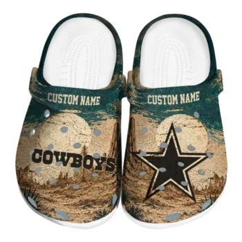Dallas Cowboys Clogs - Customized Cracked Landscape Fir Green Beige