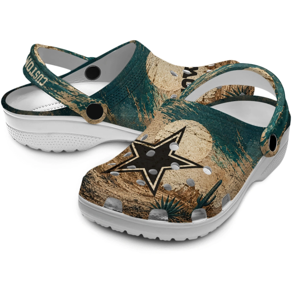 dallas-cowboys-clog-customized-cracked-landscape-fir-green-beige-high-quality.webp