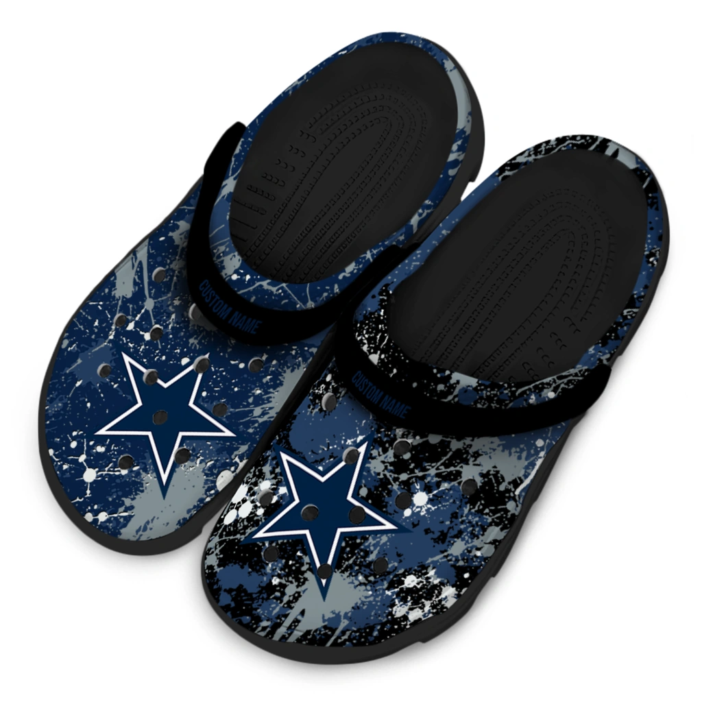 dallas-cowboys-clog-personalized-splatter-splash-blue-black-latest-model.webp