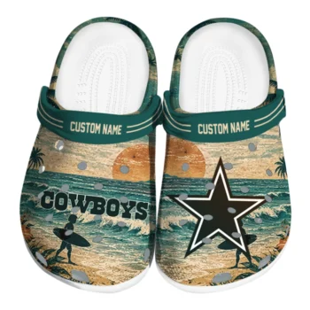 Dallas Cowboys Clogs - Personalized Wave Scene Fir Green