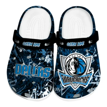 Dallas Mavericks Clogs - Custom Graffiti Burst Blue Black