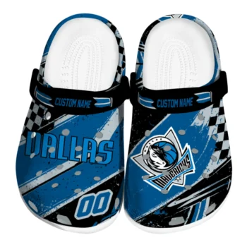 Dallas Mavericks Clogs - Customized Circuit Geometry Blue Black