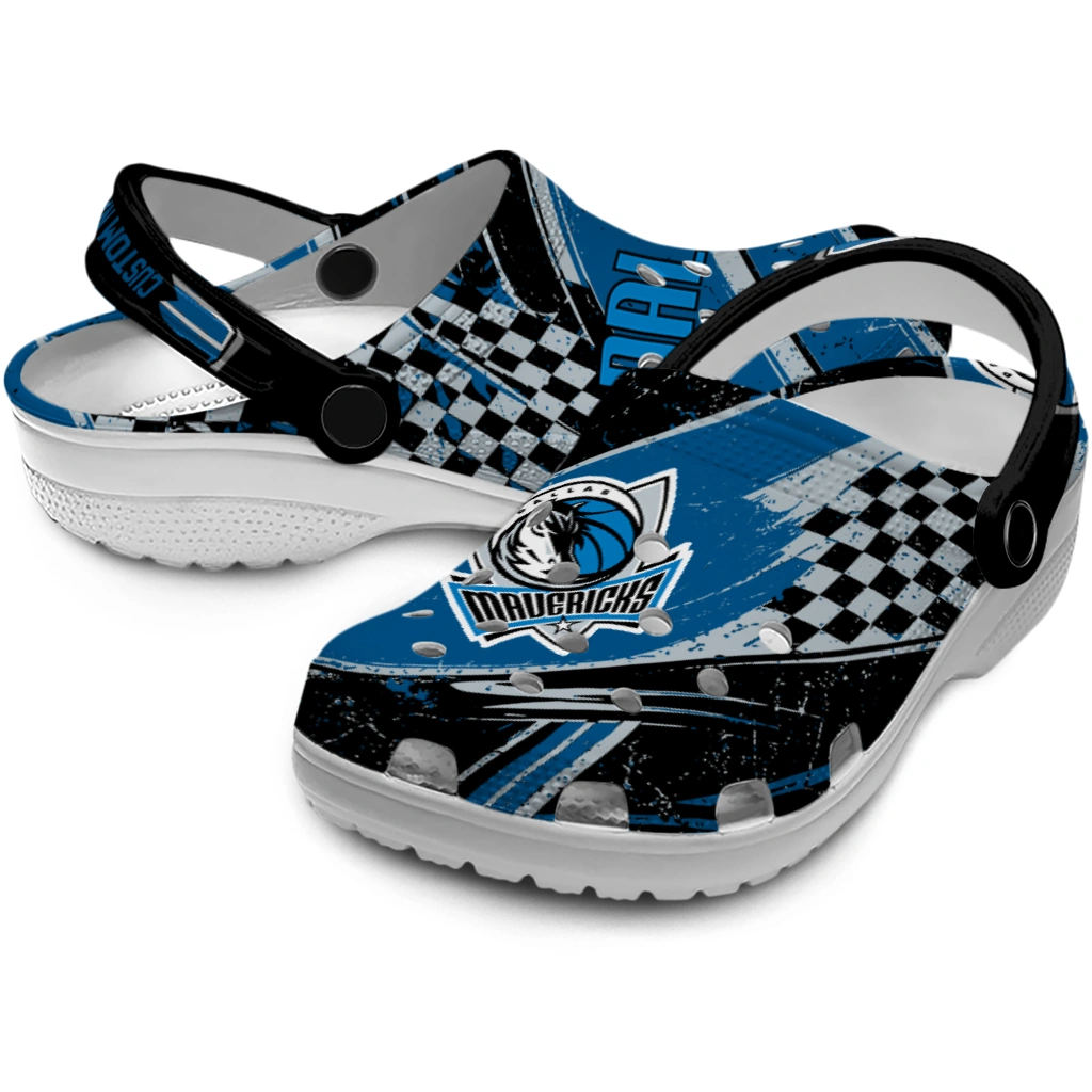 Dallas Mavericks Clogs - Customized Circuit Geometry Blue Black 3