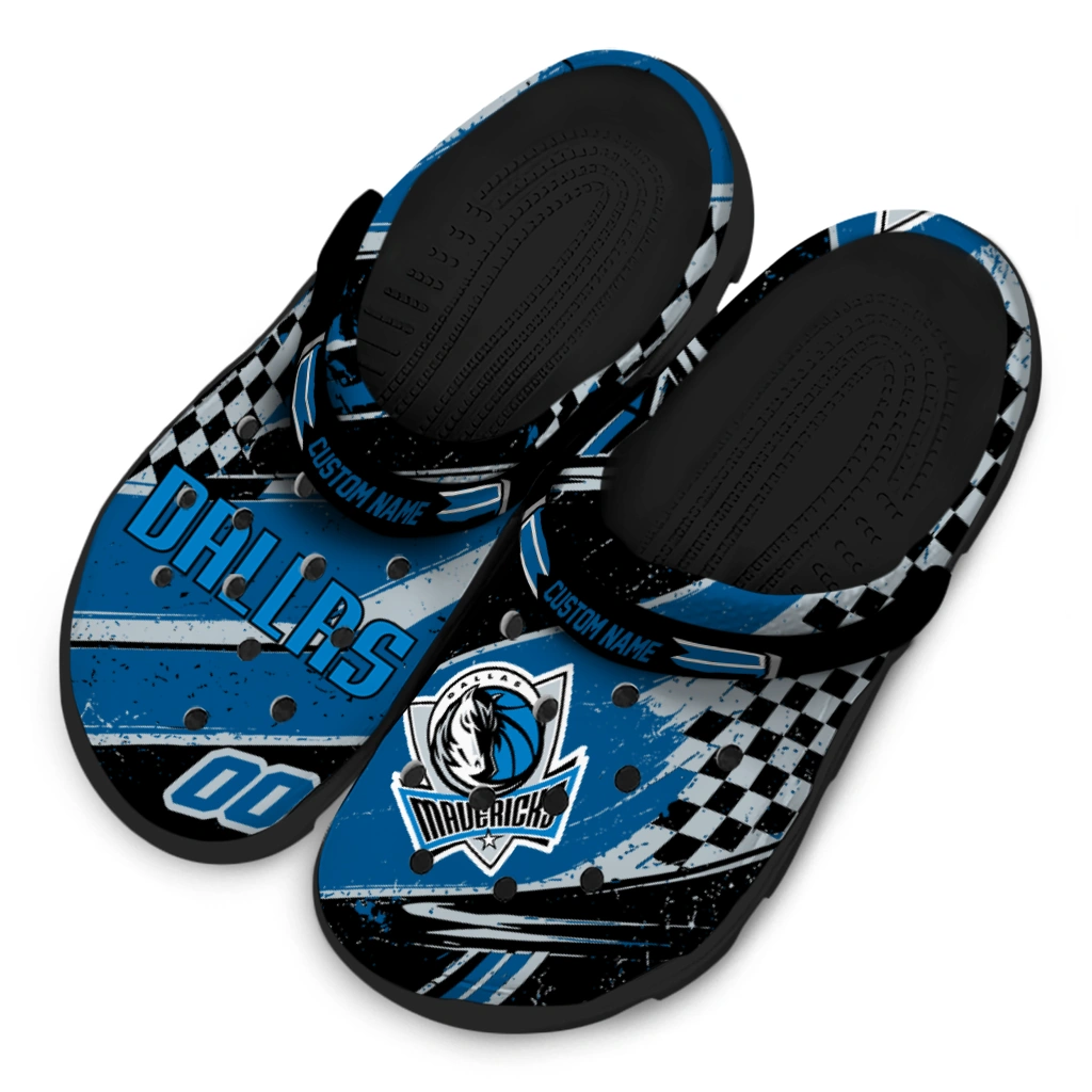 Dallas Mavericks Clogs - Customized Circuit Geometry Blue Black 4