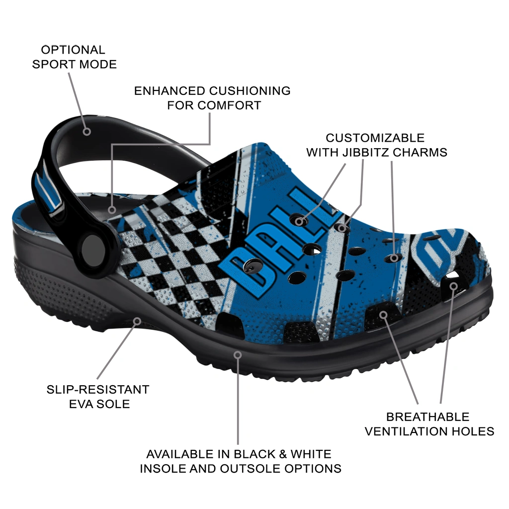 Dallas Mavericks Clogs - Customized Circuit Geometry Blue Black 5