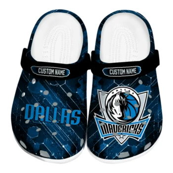 Dallas Mavericks Clogs - Customized Circuit Geometry Blue Black